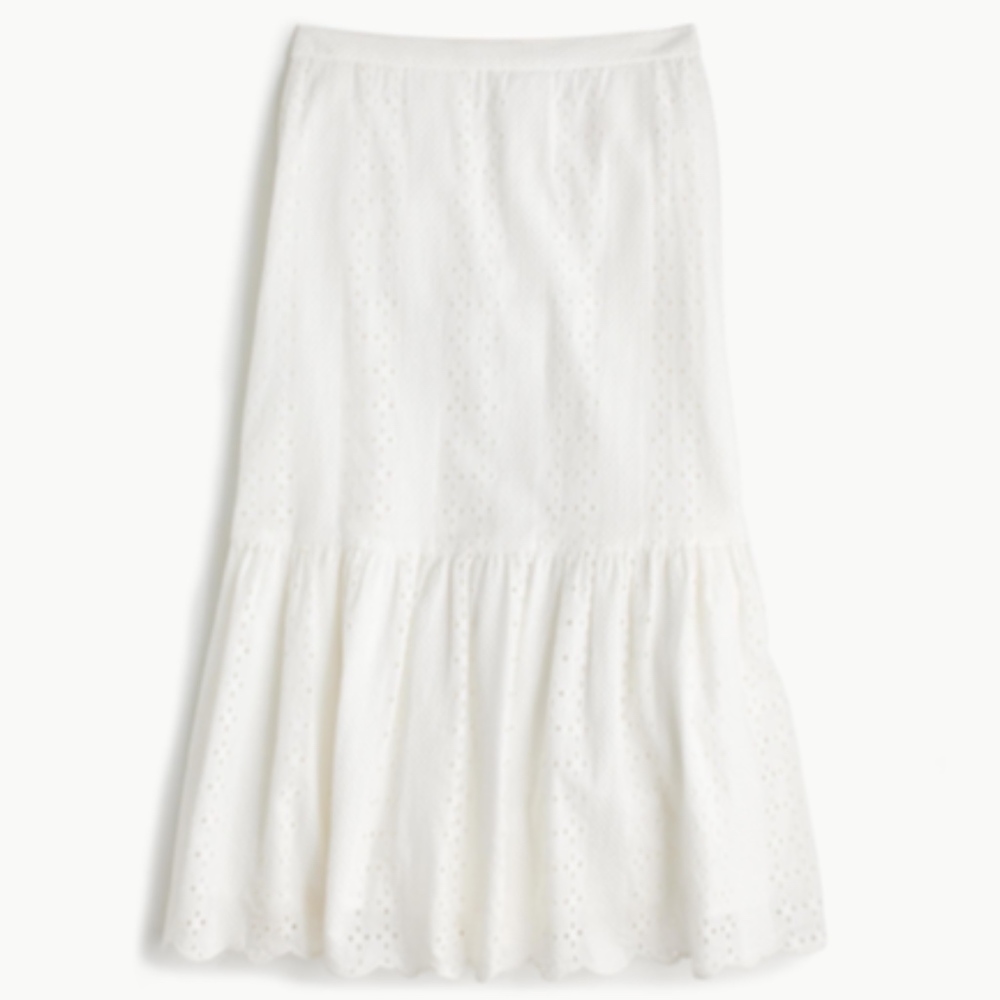 J. Crew White Eyelet Midi Skirt